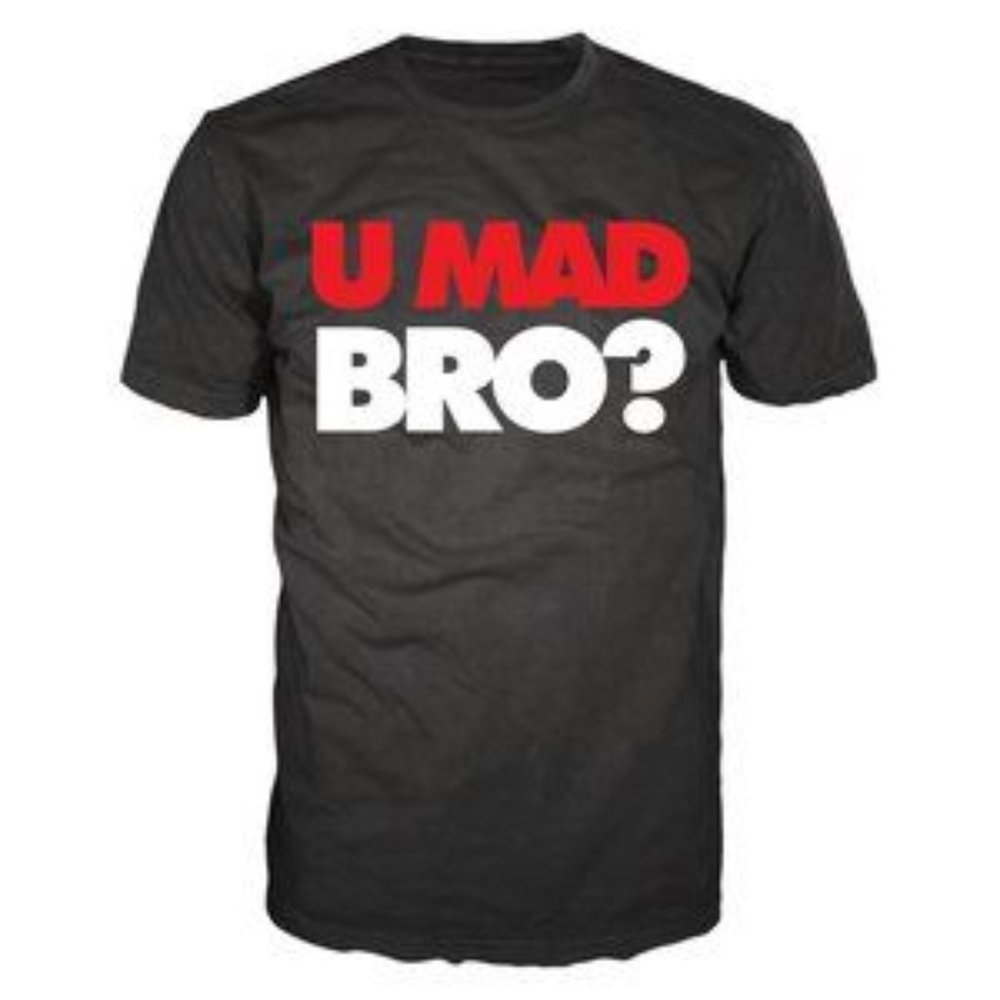 Funny U MAD BRO? T-shirt Graphic Tee Men's Unisex 3XL 100% cotton Humor Joke